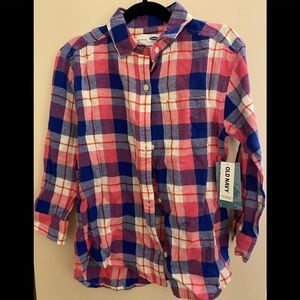 Old Navy Girls Plaid Flannel Button Down Shirt